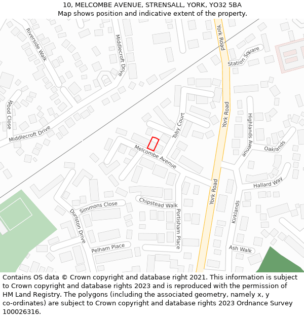 10, MELCOMBE AVENUE, STRENSALL, YORK, YO32 5BA: Location map and indicative extent of plot