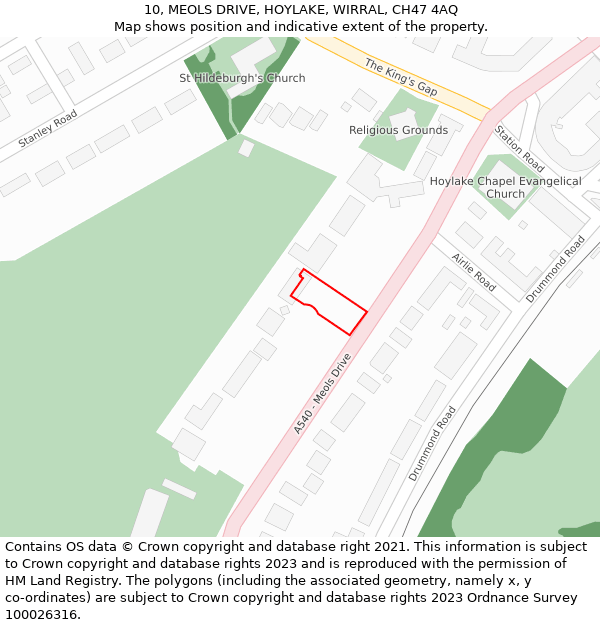 10, MEOLS DRIVE, HOYLAKE, WIRRAL, CH47 4AQ: Location map and indicative extent of plot