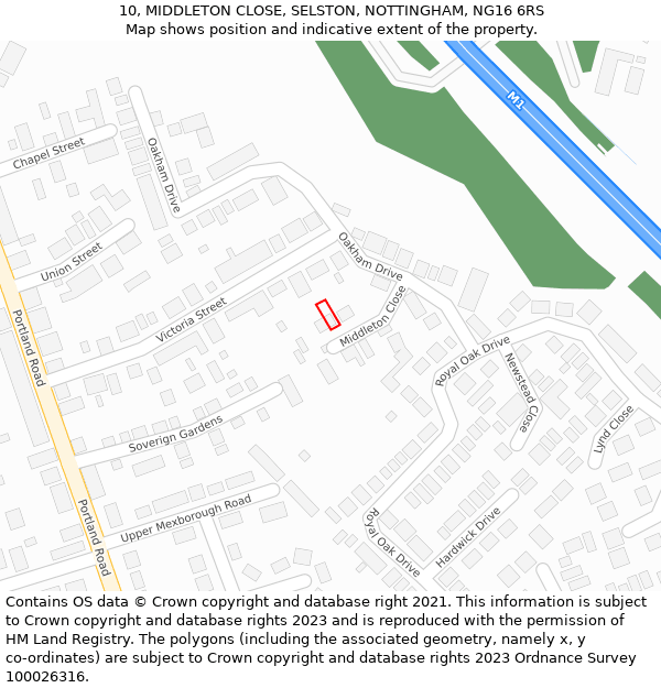 10, MIDDLETON CLOSE, SELSTON, NOTTINGHAM, NG16 6RS: Location map and indicative extent of plot