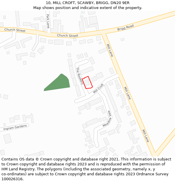 10, MILL CROFT, SCAWBY, BRIGG, DN20 9ER: Location map and indicative extent of plot