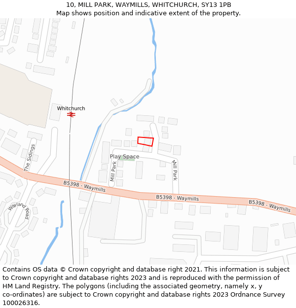 10, MILL PARK, WAYMILLS, WHITCHURCH, SY13 1PB: Location map and indicative extent of plot