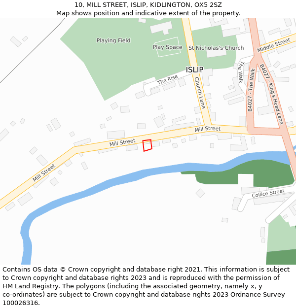 10, MILL STREET, ISLIP, KIDLINGTON, OX5 2SZ: Location map and indicative extent of plot