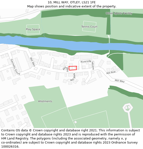 10, MILL WAY, OTLEY, LS21 1FE: Location map and indicative extent of plot