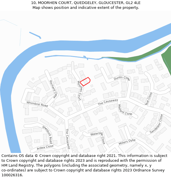 10, MOORHEN COURT, QUEDGELEY, GLOUCESTER, GL2 4LE: Location map and indicative extent of plot