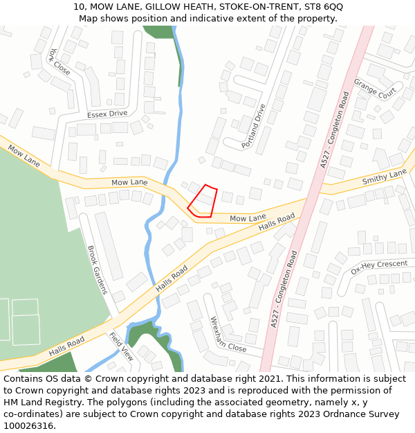 10, MOW LANE, GILLOW HEATH, STOKE-ON-TRENT, ST8 6QQ: Location map and indicative extent of plot