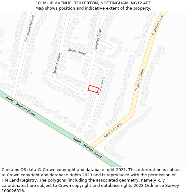 10, MUIR AVENUE, TOLLERTON, NOTTINGHAM, NG12 4EZ: Location map and indicative extent of plot