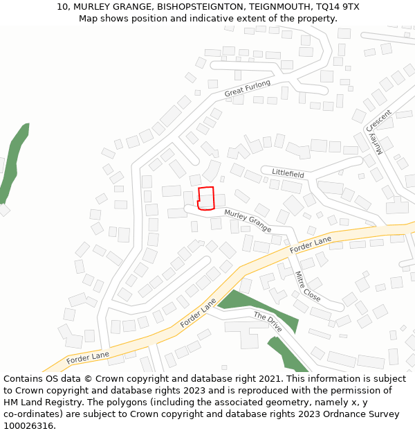 10, MURLEY GRANGE, BISHOPSTEIGNTON, TEIGNMOUTH, TQ14 9TX: Location map and indicative extent of plot