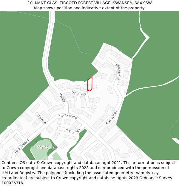 10, NANT GLAS, TIRCOED FOREST VILLAGE, SWANSEA, SA4 9SW: Location map and indicative extent of plot
