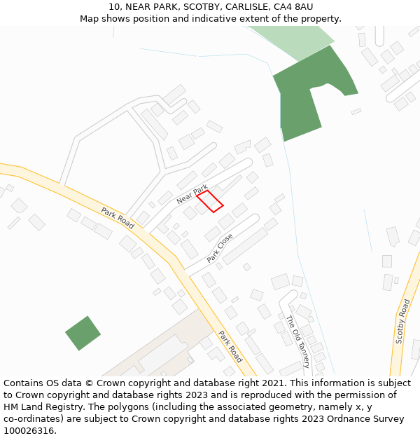 10, NEAR PARK, SCOTBY, CARLISLE, CA4 8AU: Location map and indicative extent of plot