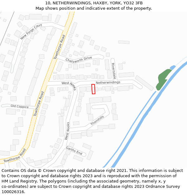 10, NETHERWINDINGS, HAXBY, YORK, YO32 3FB: Location map and indicative extent of plot