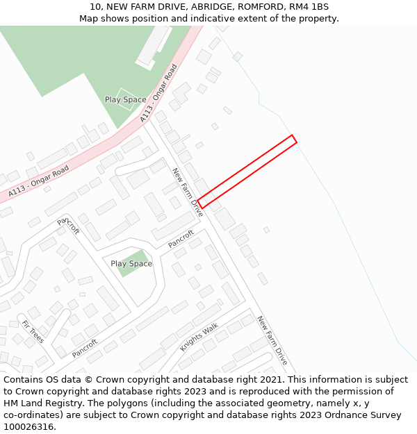 10, NEW FARM DRIVE, ABRIDGE, ROMFORD, RM4 1BS: Location map and indicative extent of plot