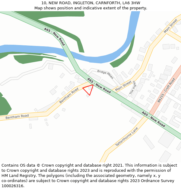 10, NEW ROAD, INGLETON, CARNFORTH, LA6 3HW: Location map and indicative extent of plot