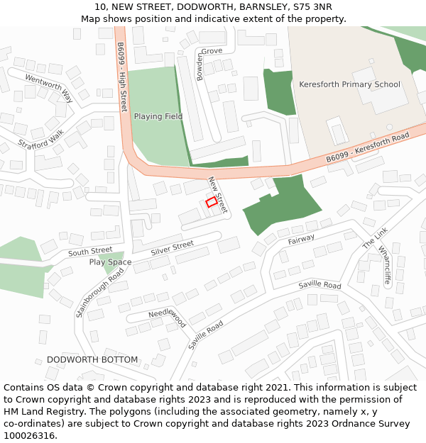 10, NEW STREET, DODWORTH, BARNSLEY, S75 3NR: Location map and indicative extent of plot