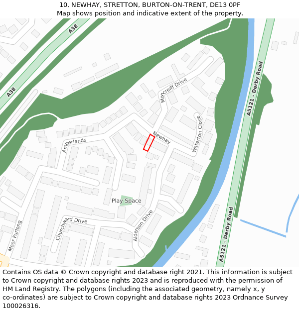 10, NEWHAY, STRETTON, BURTON-ON-TRENT, DE13 0PF: Location map and indicative extent of plot