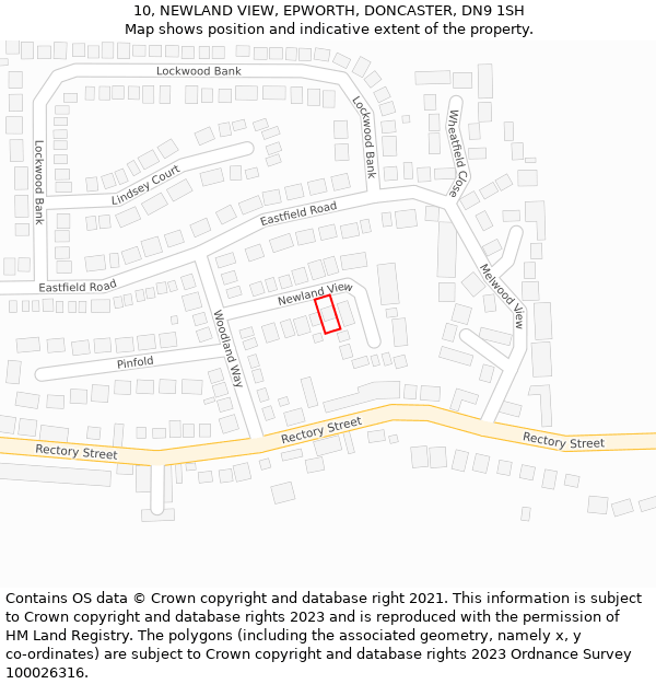 10, NEWLAND VIEW, EPWORTH, DONCASTER, DN9 1SH: Location map and indicative extent of plot