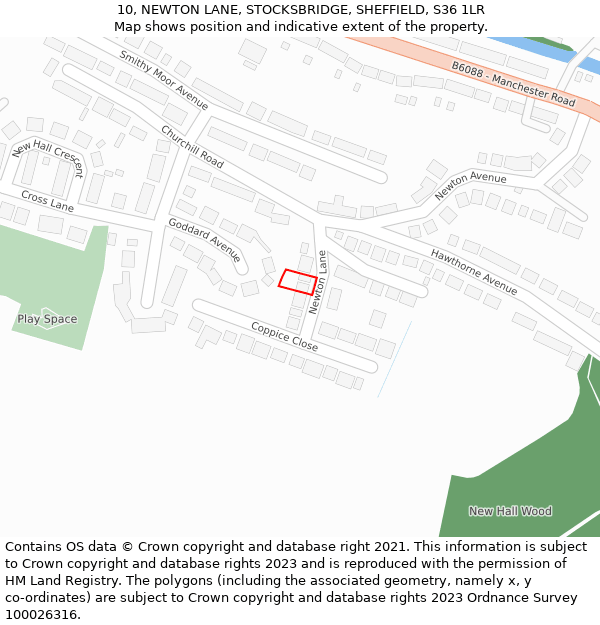 10, NEWTON LANE, STOCKSBRIDGE, SHEFFIELD, S36 1LR: Location map and indicative extent of plot