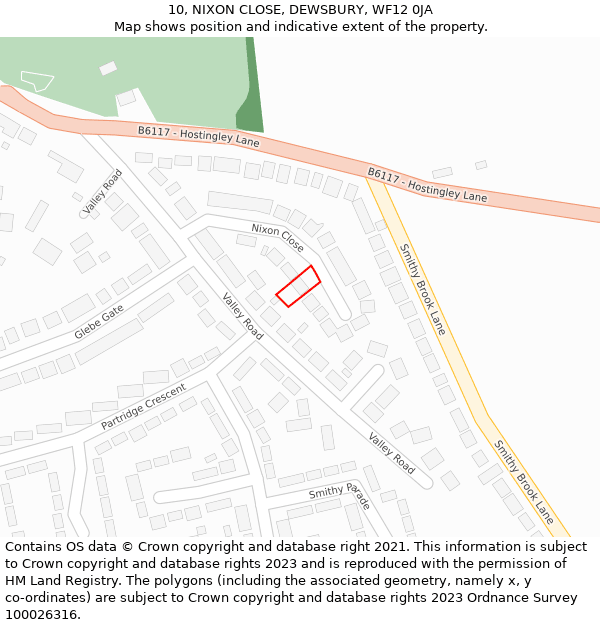 10, NIXON CLOSE, DEWSBURY, WF12 0JA: Location map and indicative extent of plot