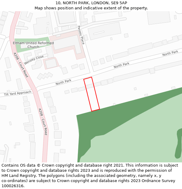 10, NORTH PARK, LONDON, SE9 5AP: Location map and indicative extent of plot