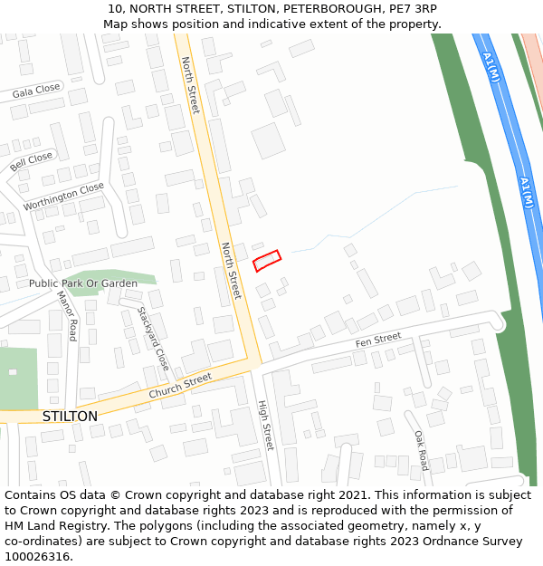 10, NORTH STREET, STILTON, PETERBOROUGH, PE7 3RP: Location map and indicative extent of plot