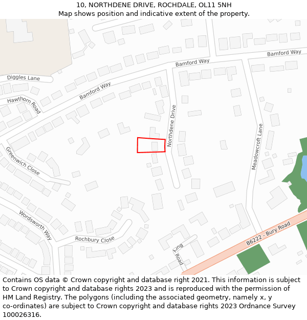 10, NORTHDENE DRIVE, ROCHDALE, OL11 5NH: Location map and indicative extent of plot