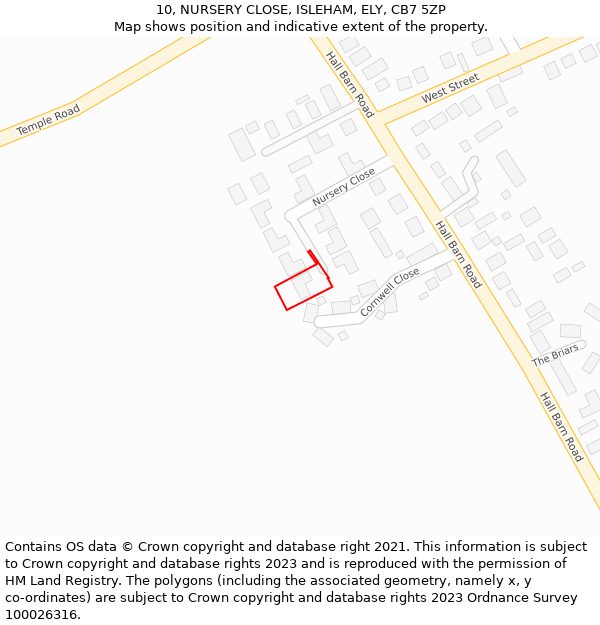 10, NURSERY CLOSE, ISLEHAM, ELY, CB7 5ZP: Location map and indicative extent of plot