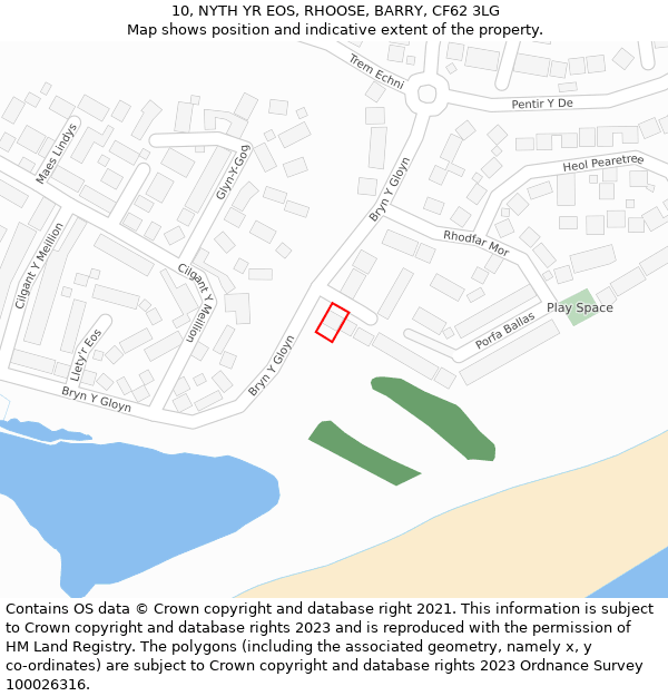 10, NYTH YR EOS, RHOOSE, BARRY, CF62 3LG: Location map and indicative extent of plot