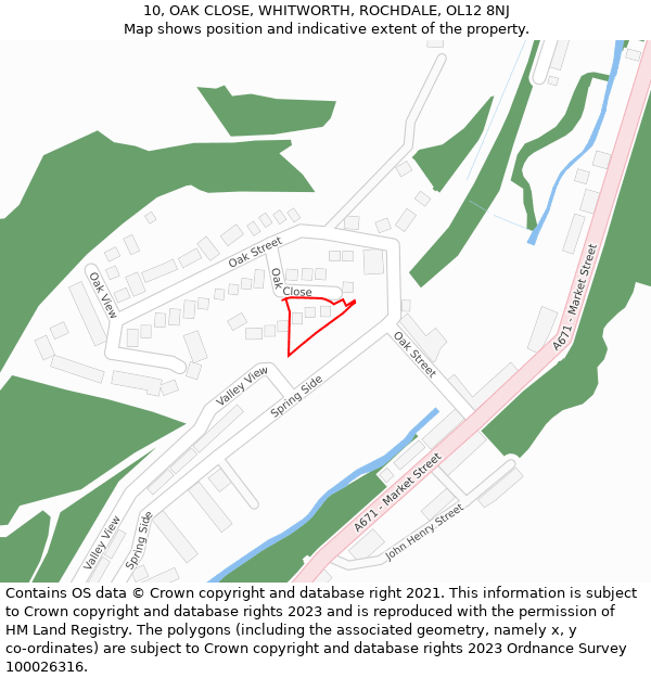 10, OAK CLOSE, WHITWORTH, ROCHDALE, OL12 8NJ: Location map and indicative extent of plot