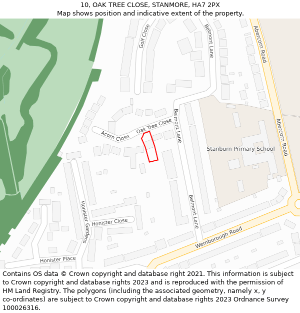 10, OAK TREE CLOSE, STANMORE, HA7 2PX: Location map and indicative extent of plot