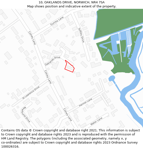 10, OAKLANDS DRIVE, NORWICH, NR4 7SA: Location map and indicative extent of plot