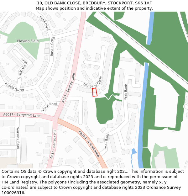 10, OLD BANK CLOSE, BREDBURY, STOCKPORT, SK6 1AF: Location map and indicative extent of plot