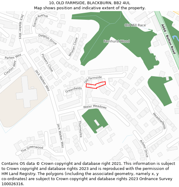 10, OLD FARMSIDE, BLACKBURN, BB2 4UL: Location map and indicative extent of plot