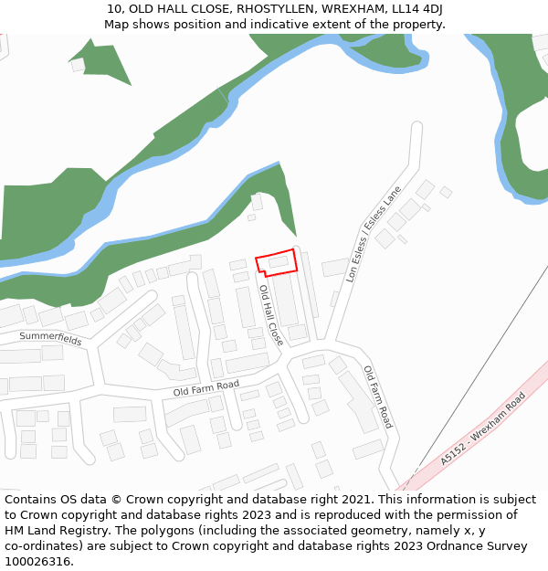 10, OLD HALL CLOSE, RHOSTYLLEN, WREXHAM, LL14 4DJ: Location map and indicative extent of plot