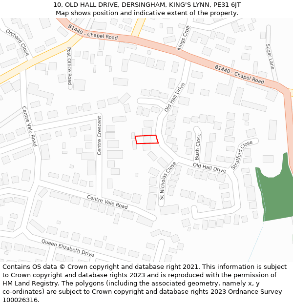 10, OLD HALL DRIVE, DERSINGHAM, KING'S LYNN, PE31 6JT: Location map and indicative extent of plot