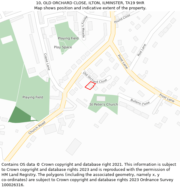 10, OLD ORCHARD CLOSE, ILTON, ILMINSTER, TA19 9HR: Location map and indicative extent of plot