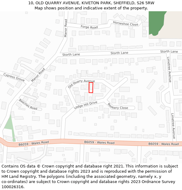 10, OLD QUARRY AVENUE, KIVETON PARK, SHEFFIELD, S26 5RW: Location map and indicative extent of plot