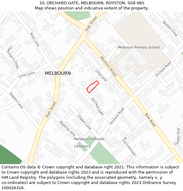 10, ORCHARD GATE, MELBOURN, ROYSTON, SG8 6BS: Location map and indicative extent of plot