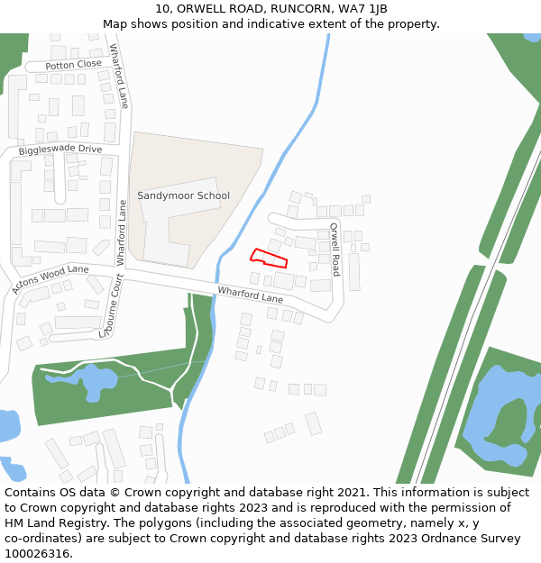 10, ORWELL ROAD, RUNCORN, WA7 1JB: Location map and indicative extent of plot