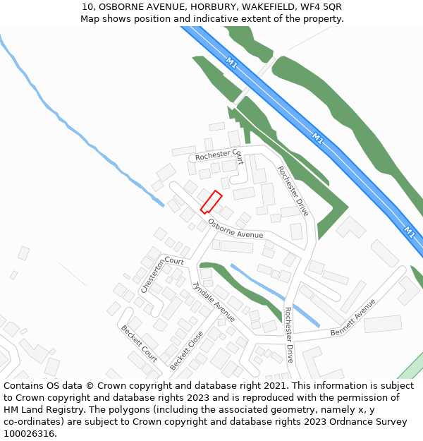 10, OSBORNE AVENUE, HORBURY, WAKEFIELD, WF4 5QR: Location map and indicative extent of plot