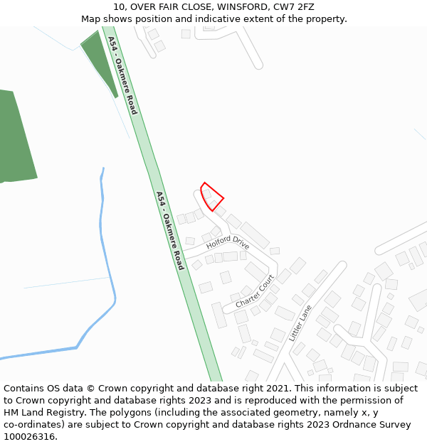 10, OVER FAIR CLOSE, WINSFORD, CW7 2FZ: Location map and indicative extent of plot