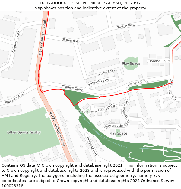 10, PADDOCK CLOSE, PILLMERE, SALTASH, PL12 6XA: Location map and indicative extent of plot