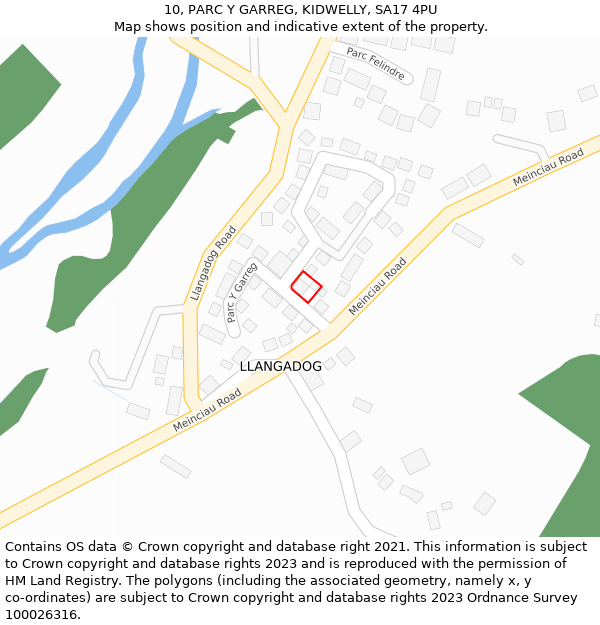 10, PARC Y GARREG, KIDWELLY, SA17 4PU: Location map and indicative extent of plot