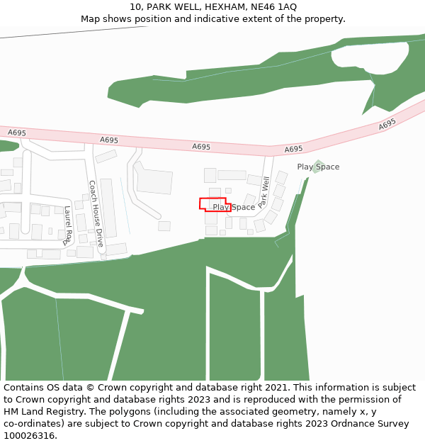 10, PARK WELL, HEXHAM, NE46 1AQ: Location map and indicative extent of plot