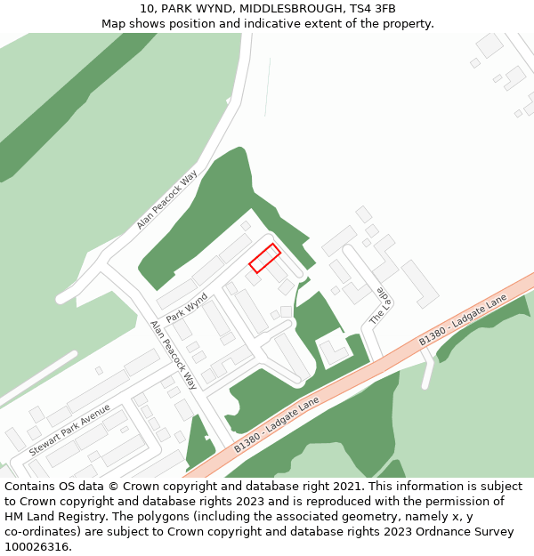 10, PARK WYND, MIDDLESBROUGH, TS4 3FB: Location map and indicative extent of plot
