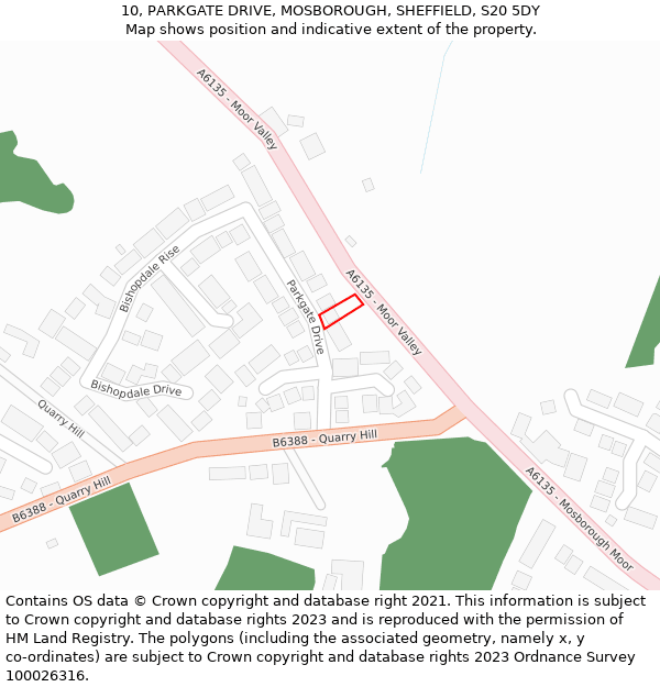 10, PARKGATE DRIVE, MOSBOROUGH, SHEFFIELD, S20 5DY: Location map and indicative extent of plot