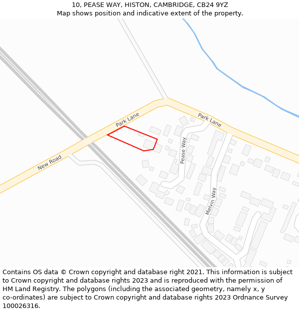 10, PEASE WAY, HISTON, CAMBRIDGE, CB24 9YZ: Location map and indicative extent of plot