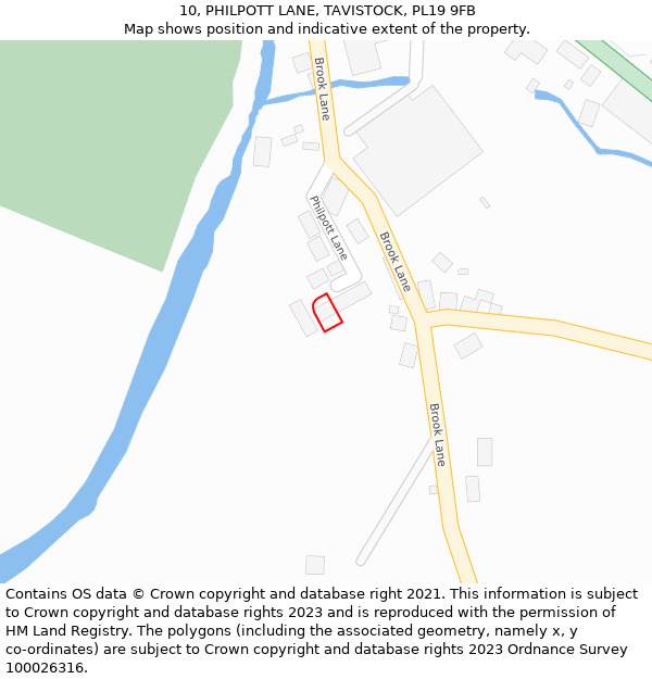 10, PHILPOTT LANE, TAVISTOCK, PL19 9FB: Location map and indicative extent of plot