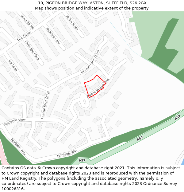 10, PIGEON BRIDGE WAY, ASTON, SHEFFIELD, S26 2GX: Location map and indicative extent of plot