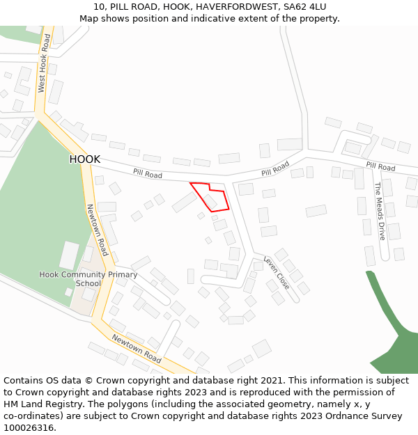 10, PILL ROAD, HOOK, HAVERFORDWEST, SA62 4LU: Location map and indicative extent of plot