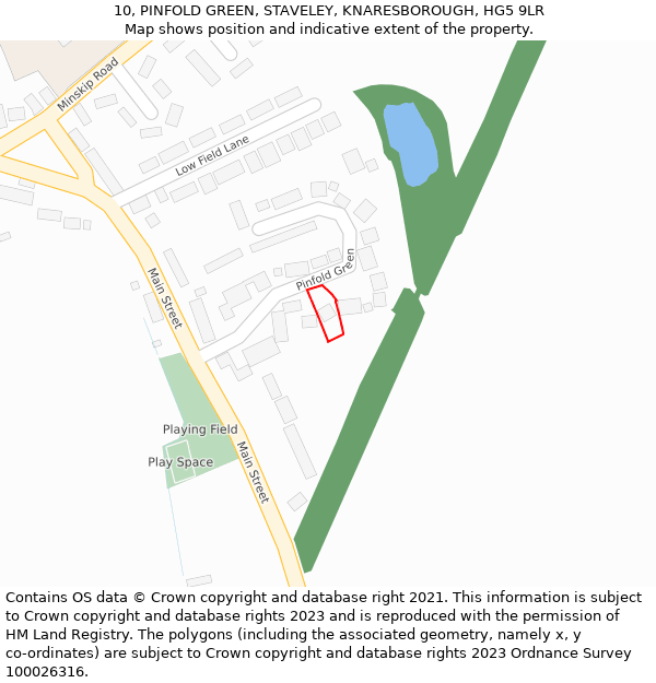 10, PINFOLD GREEN, STAVELEY, KNARESBOROUGH, HG5 9LR: Location map and indicative extent of plot