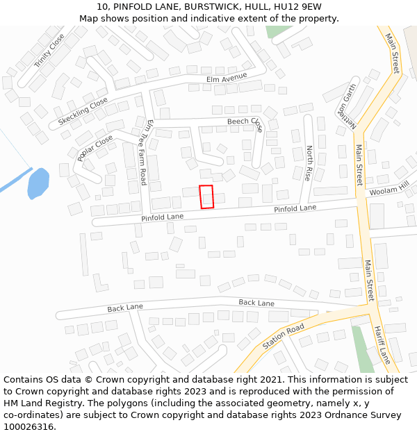 10, PINFOLD LANE, BURSTWICK, HULL, HU12 9EW: Location map and indicative extent of plot
